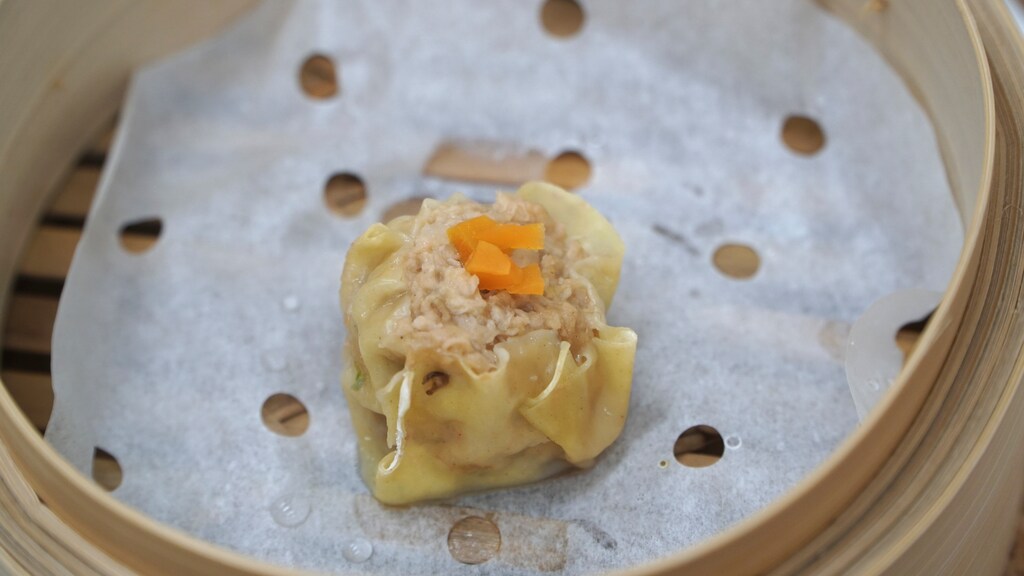 Cooked dumpling made of lab-grown shrimp meat is seen at Shiok Meats in Singapore January 22, 2020. Picture taken January 22, 2020. REUTERS/Travis Teo - RC2ZOE965TEU