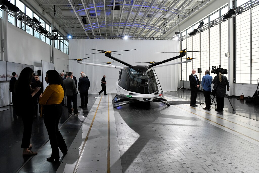 A prototype of a hydrogen fuel-cell-powered aircraft.