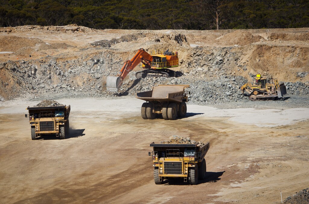 Mining machinery in a mine