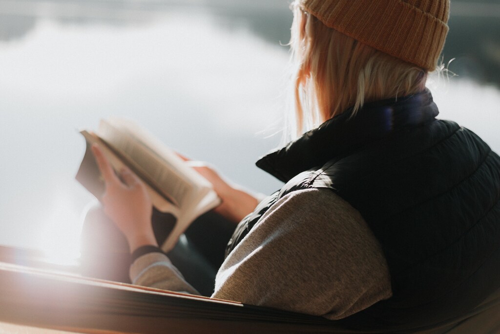 a woman reading a book