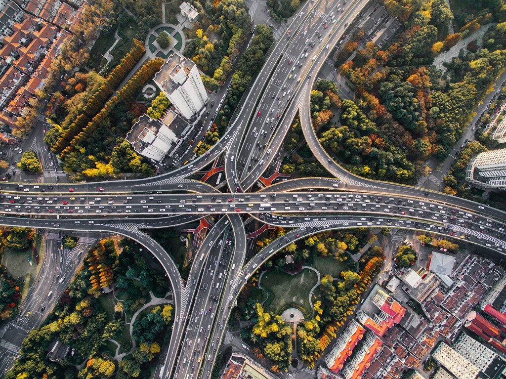 An intersection in Shanghai, China