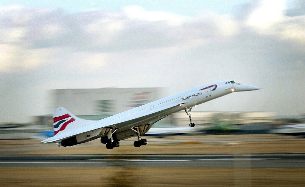 The final British Airways passenger Concorde flight lands at London's Heathrow airport in 2003.