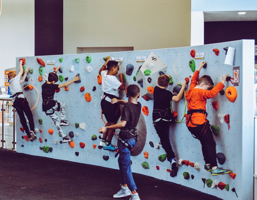 kids doing rock climbing