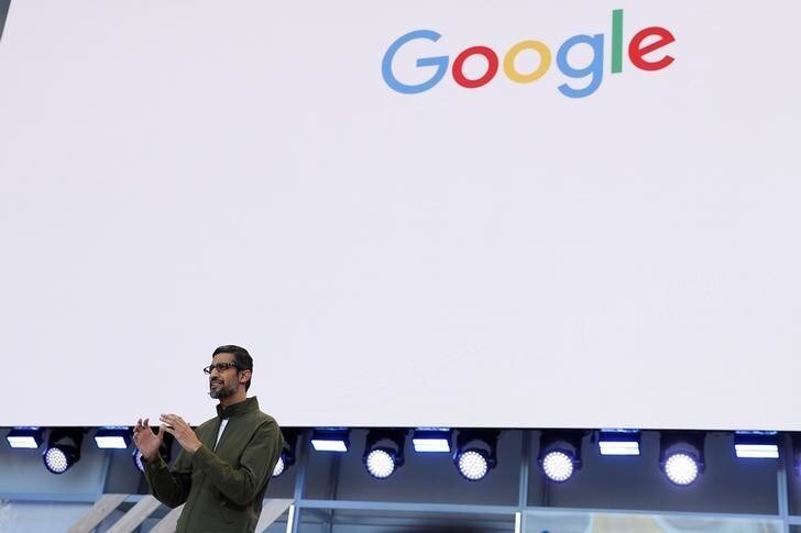 Google CEO Sundar Pichai speaks on stage during the annual Google I/O developers conference in Mountain View, California, May 8, 2018. REUTERS/ Stephen Lam