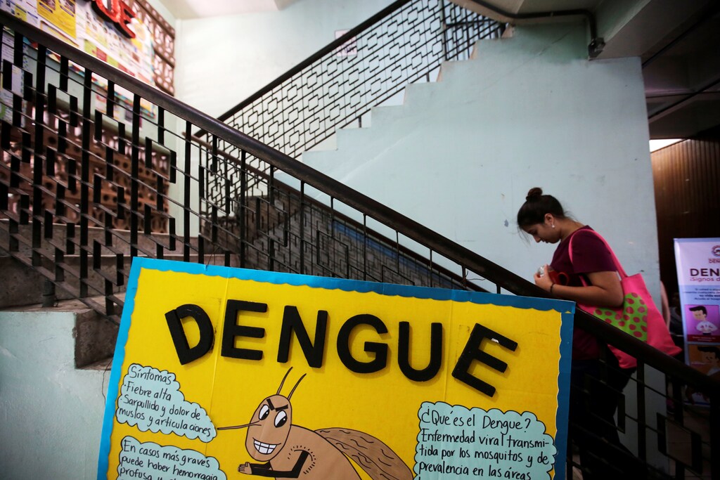 A woman arrives at the Hospital Escuela where patients with dengue fever receive attention, in Tegucigalpa, Honduras, July 29, 2019. REUTERS/Jorge Cabrera - RC1529804650