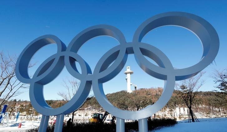 The Olympic rings are pictured at the Alpensia resort for the upcoming 2018 Pyeongchang Winter Olympic Games in Pyeongchang, South Korea, January 23, 2018. REUTERS/Fabrizio Bensch
