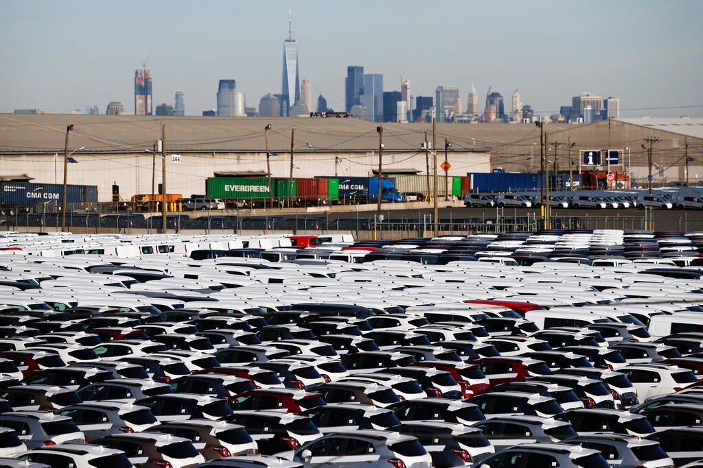 Imported automobiles are collected in a lot at the port of Newark New Jersey, U.S., February 19, 2019. REUTERS/Eduardo Munoz - RC1E7E5F48B0