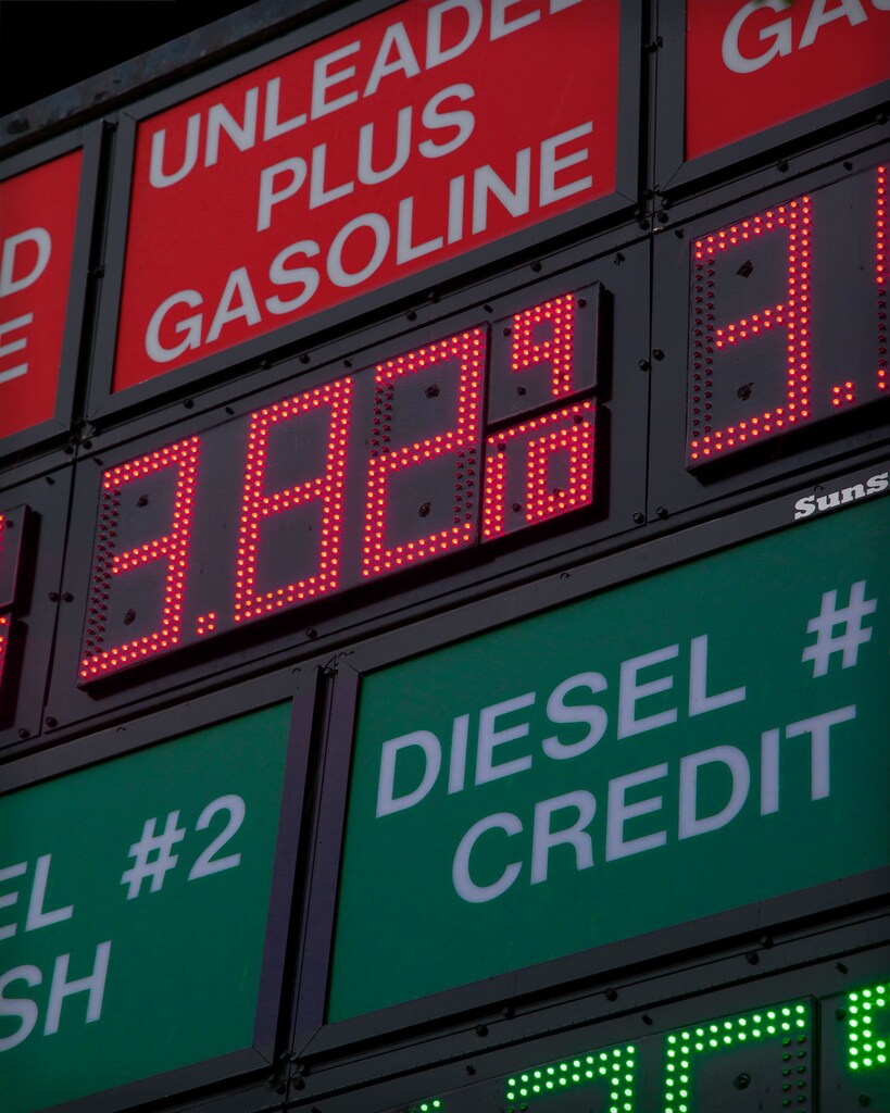 Fuel prices on roadsign.