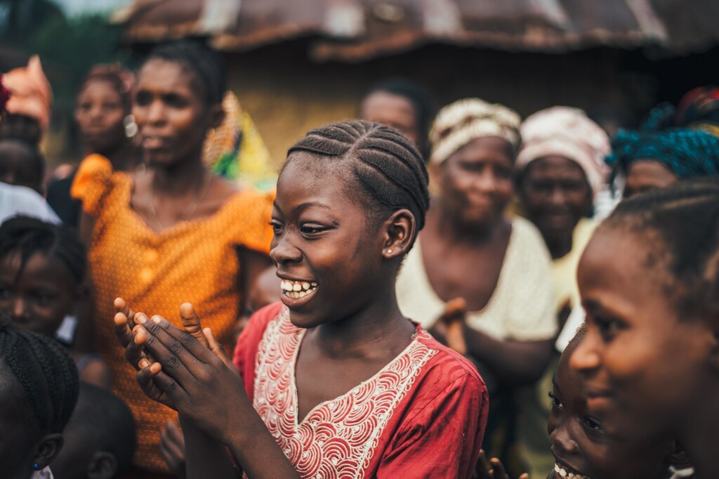 Residents in a town in Sierra Leone, Africa.