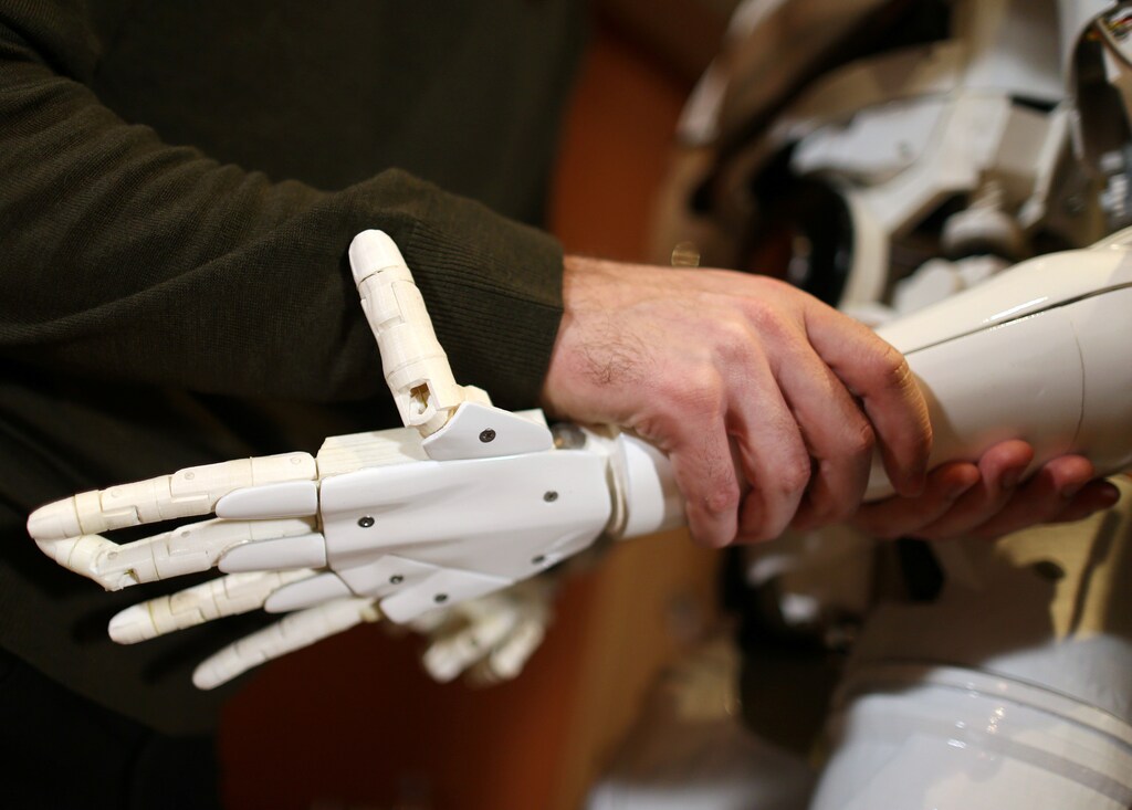 Hand of the Humanoid robot called "Robby Megabyte" is seen in Sarajevo, Bosnia and Herzegovina February 3, 2021. Picture taken February 3, 2021. REUTERS/Dado Ruvic - RC2PLL9TM3X4
