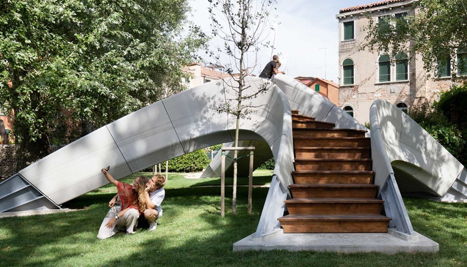 The 3D-printed bridge developed by ETH Zurich architects and engineers from the Block Research Group in collaboration with Zaha Hadid Architects.