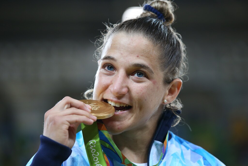 2016 Rio Olympics - Judo - Victory Ceremony - Women -48 kg Victory Ceremony - Carioca Arena 2 - Rio de Janeiro, Brazil - 06/08/2016. Paula Pareto (ARG) of Argentina poses with her medal.