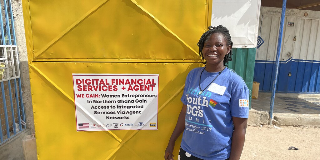 Patience, a DFS+ agent that helps women entrepreneurs in northern Ghana access funds.