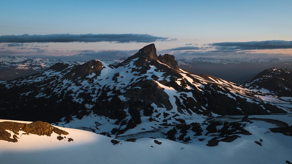 A view of the the Black Tusk stratovolcano in Canada.
