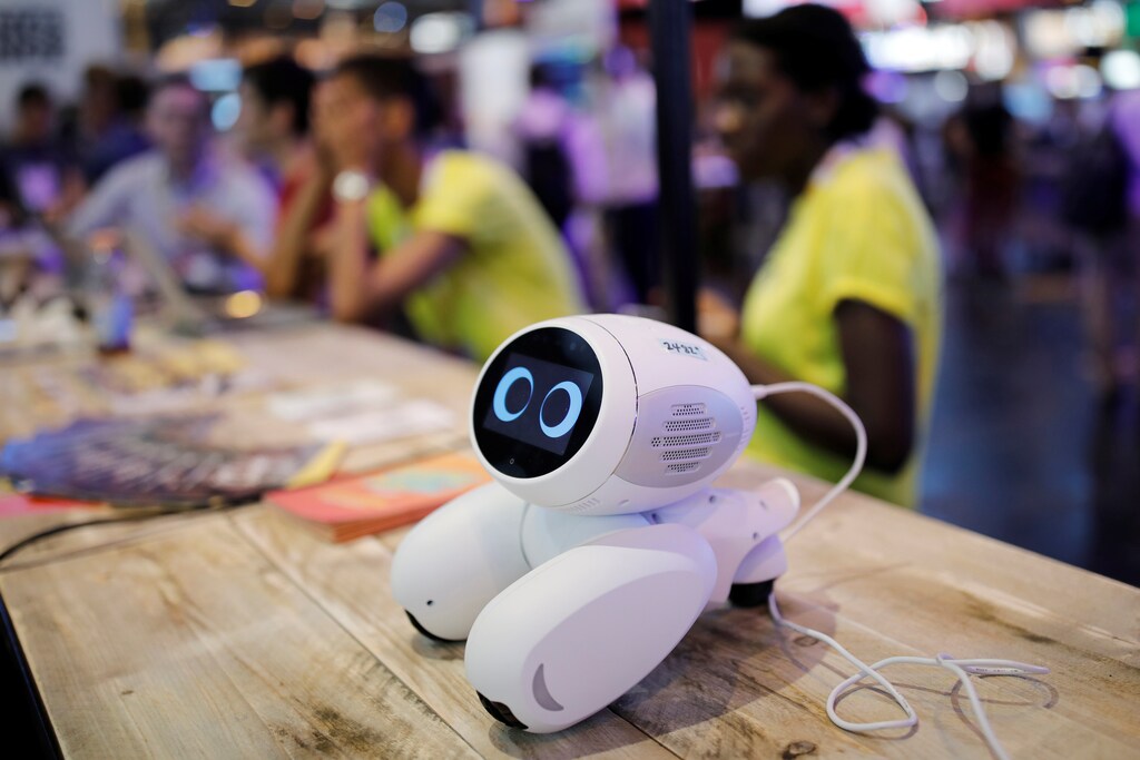 A 'iJINI' robot, manufactured by Innoplaylab Co., is displayed at the Viva Technology conference in Paris, France, June 15, 2017. REUTERS/Benoit Tessier - RTS1788X