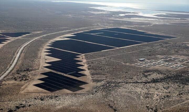 Aerial view of the northern border state of Sonora where state electric utility CFE is building the largest solar plant in all of Latin America, in Puerto Penasco, Sonora state, Mexico.Caption: Latin America has the potential to become a global leader in clean hydrogen.