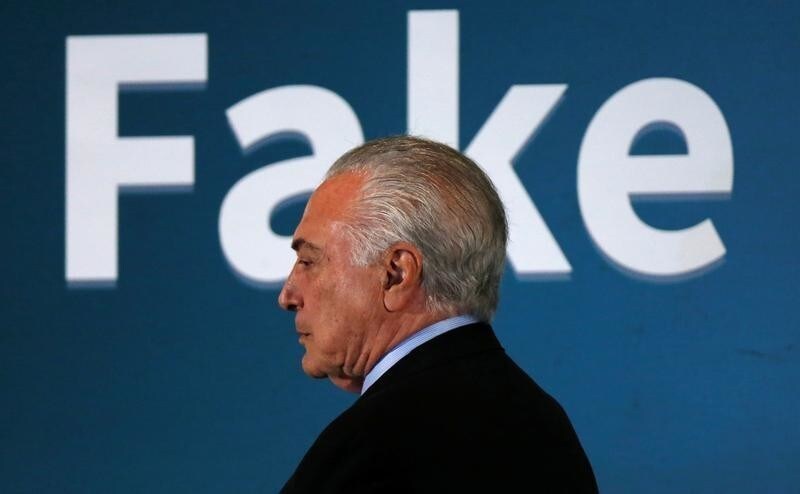 Brazil's President Michel Temer leaves a seminar about fake news in Brasilia, Brazil June 20, 2018. REUTERS/Adriano Machado - RC15C191EB60