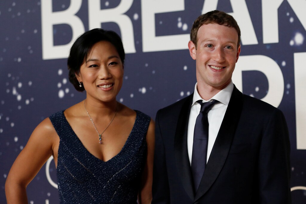 Philanthropists Mark Zuckerberg, founder and CEO of Facebook, and Priscilla Chan.
