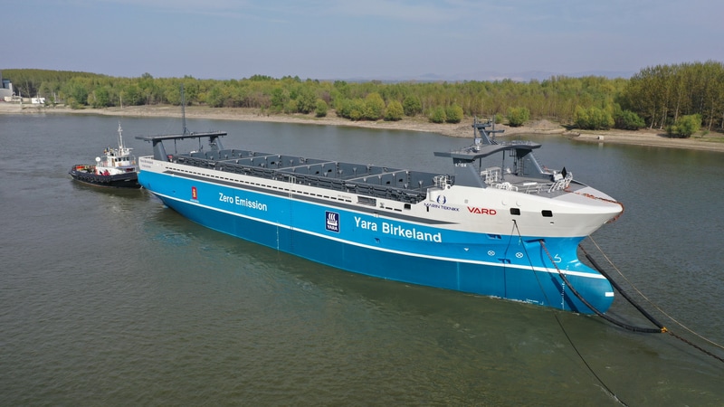 The Yara Birkeland zero-carbon container ship