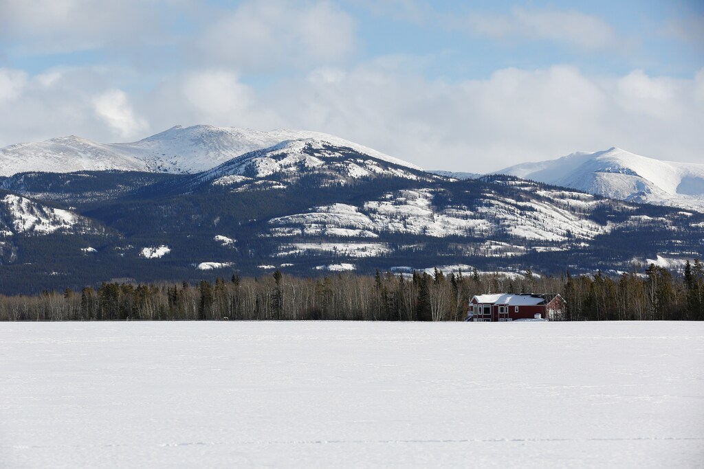 Parte de los campos de cultivo de la Granja de Granos de Yukón se ve cubierta de nieve cerca de Whitehorse, Yukón, Canadá 19 de febrero de 2020. Foto tomada el 19 de febrero de 2020.