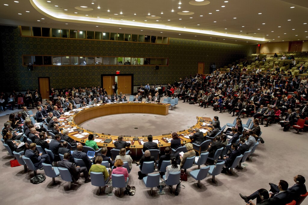 Spanish Foreign Minister Jose Manuel Garcia-Margallo chairs a United Nations Security Council meeting on the Middle East at the United Nations Headquarters in New York, October 22, 2015.