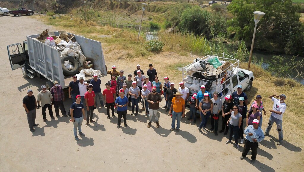 The author and local volunteers collected more than 5 tons of waste from a local river