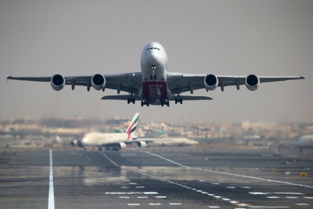 An Emirates Airline Airbus A380-800 plane takes off from Dubai International Airport in Dubai, United Arab Emirates February 15, 2019. REUTERS/Christopher Pike - RC1E53EA7DD0