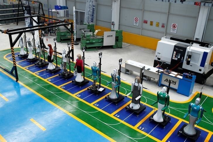 Humanoid robots are pictured at Akinrobotics, the country's first-ever factory to mass produce humanoid robots, in Konya, Turkey, December 8, 2017. Picture taken December 8, 2017. REUTERS/Murad Sezer