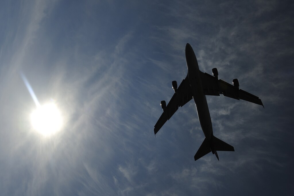 A jumbo jet takes off shortly after midday from Heathrow Airport in west London April 15, 2010. A huge cloud of ash from a volcano in Iceland turned the skies of northern Europe into a no-fly zone on Thursday, leaving hundreds of thousands of passengers stranded. No flights are allowed in British air space, except in emergencies, from 12 p.m. until at least 6 p.m. as the ash spreads across the country, the National Air Traffic Service (NATS) said.REUTERS/Toby Melville (BRITAIN - Tags: TRANSPORT ENVIRONMENT TRAVEL) - LM1E64F11XI01