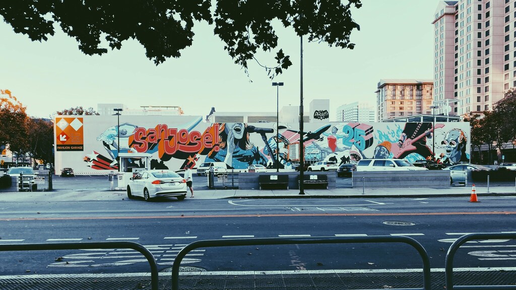 Cars on a parking lot in San Jose, USA