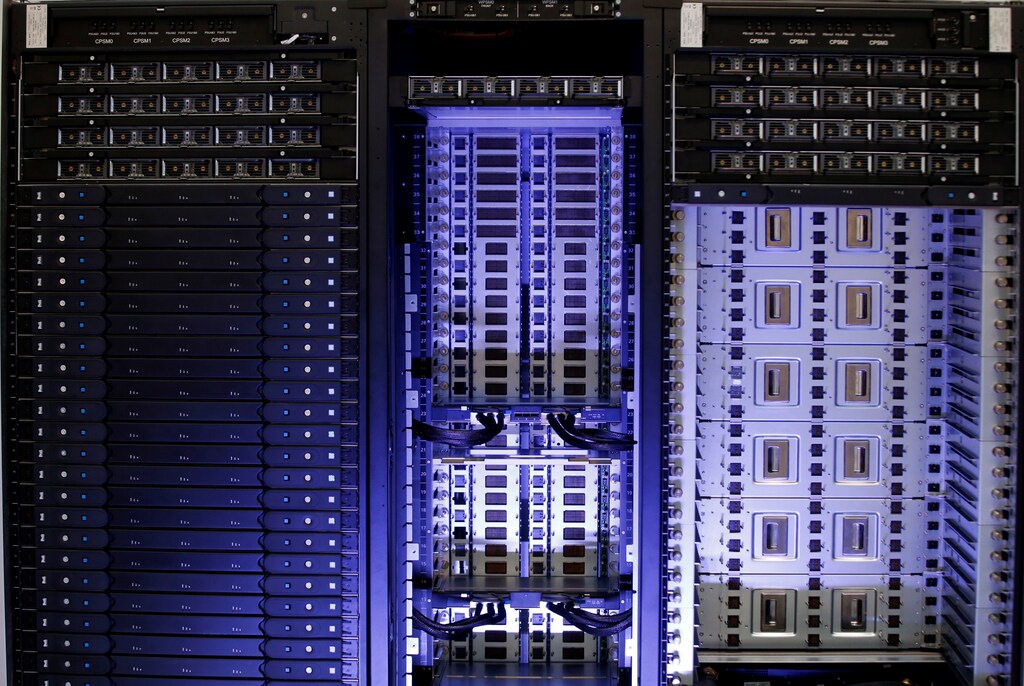 The new Bull sequana supercomputer is seen during presentation in Paris, France, April 12, 2016.
