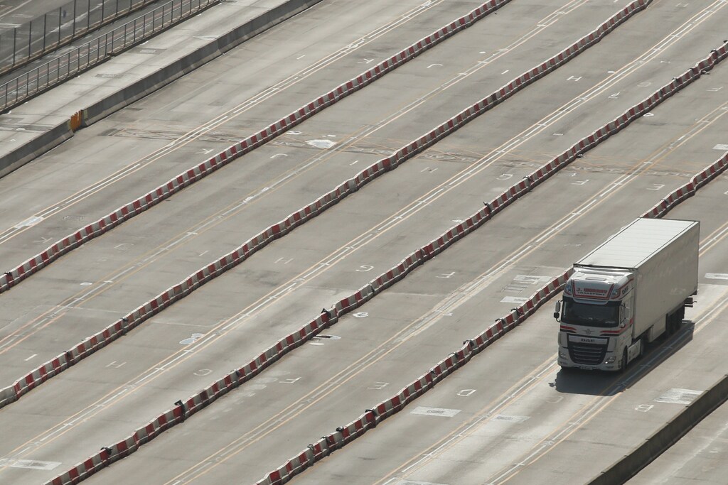 A cargo vehicle is seen in the Port of Dover, as the spread of the coronavirus disease (COVID-19) continues, Dover, Britain, April 18, 2020.