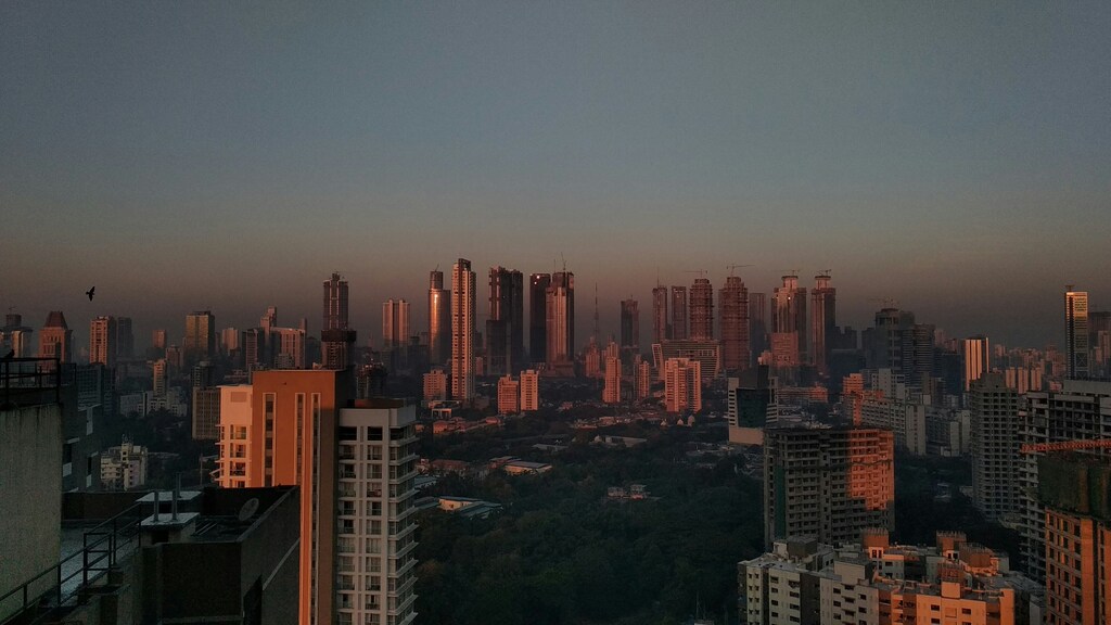Mumbai, Maharashtra, India at dusk.