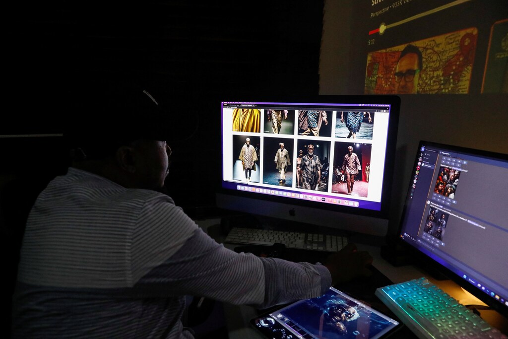 A person using a computer.