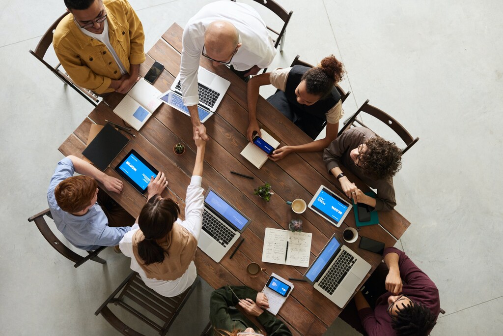 A group of people working on a genAI project.