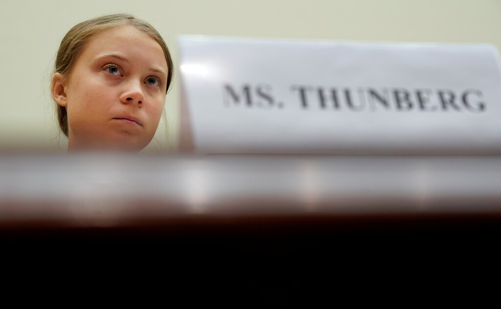 Sixteen year-old Swedish climate activist Greta Thunberg testifies at a House Foreign Affairs subcommittee and House Select Climate Crisis Committee joint hearing on "Voices Leading the Next Generation on the Global Climate Crisis" on Capitol Hill in Washington U.S., September 18, 2019. REUTERS/Kevin Lamarque - RC1471C75A50