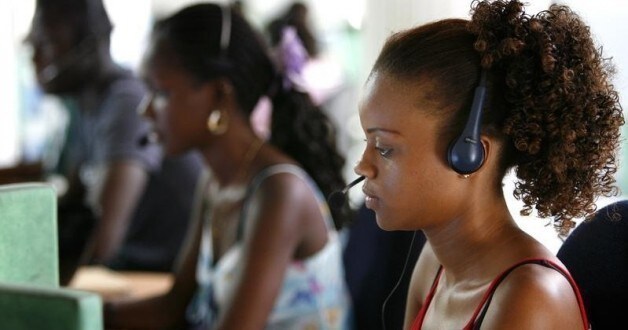Ndeye Astou Fall, 22, works at a call centre in Senegal's capital Dakar, June 23, 2006.