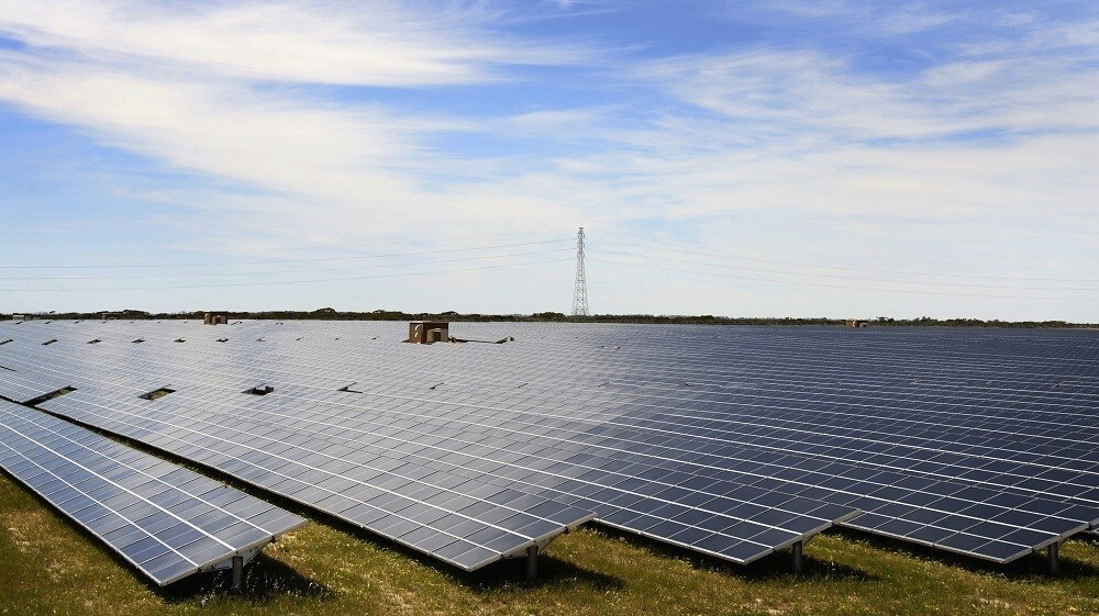 Rows of solar panels face skywards at the Greenough River Solar project near the town of Walkaway, about 350 km (217 miles) north of Perth October 10, 2012. Australia switched on its first utility-scale solar farm on Wednesday, bringing the country a small step closer to achieving ambitious renewable energy use targets that traditional coal and gas power producers are now fighting to soften. REUTERS/Rebekah Kebede (AUSTRALIA - Tags: ENERGY BUSINESS ENVIRONMENT) - RTR38Z3O