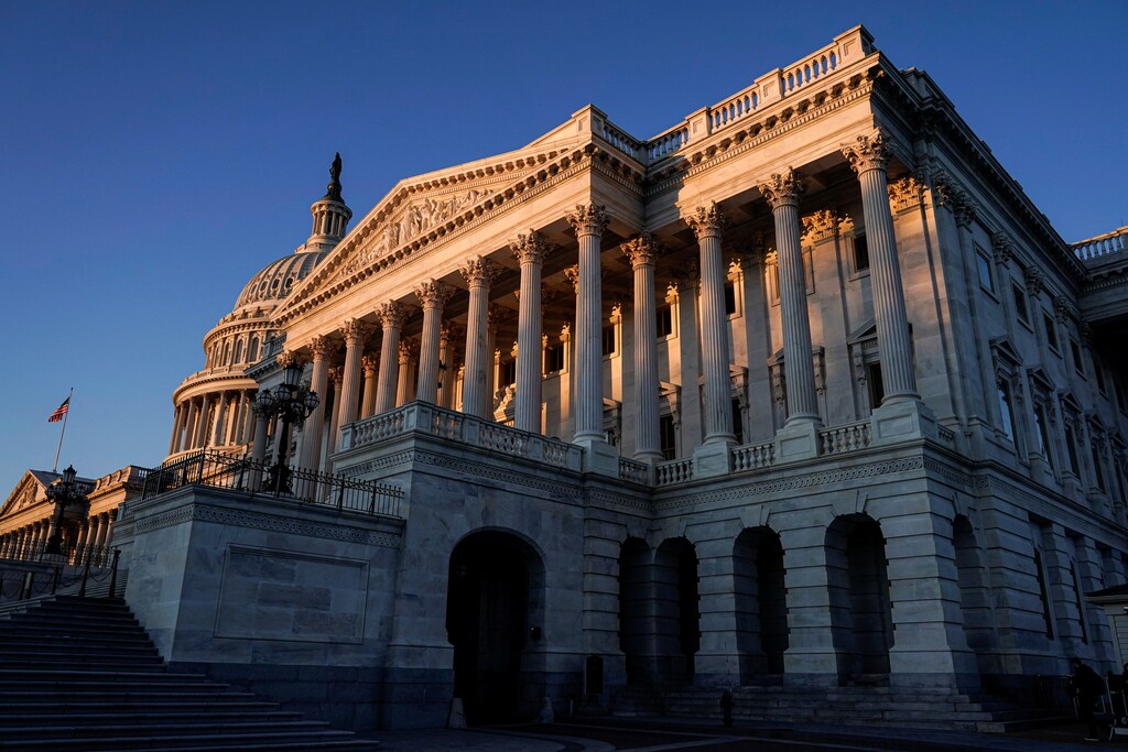 The sun rises on the Senate Building at the U.S. Capitol as the impeachment trial of U.S. President Donald Trump continues in Washington, U.S., January 22, 2020.