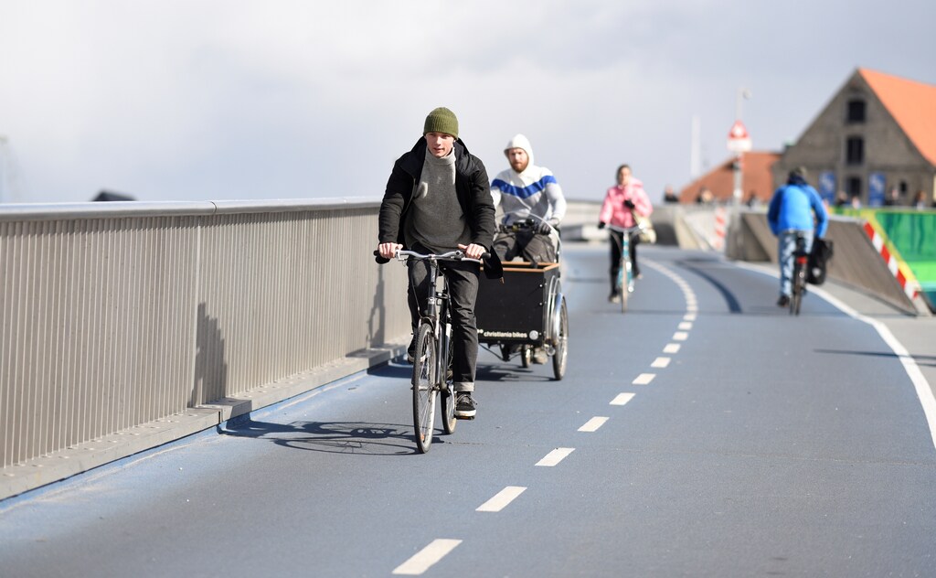 A street only for cyclists or so called bike street is pictured near the famous landmark Nyhavn in Copenhagen, Denmark April 18, 2017. Urban cycling infrastructure has health benefits.