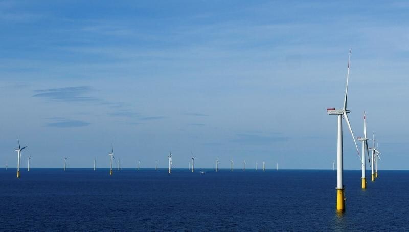 A general view of the DanTysk wind farm, 90 kilometres west of Esbjerg, Denmark, September 21, 2016. Picture taken September 21, 2016. To match EUROPE-OFFSHORE/WINDPOWER REUTERS/Nikolaj Skydsgaard - RTX2TXDB