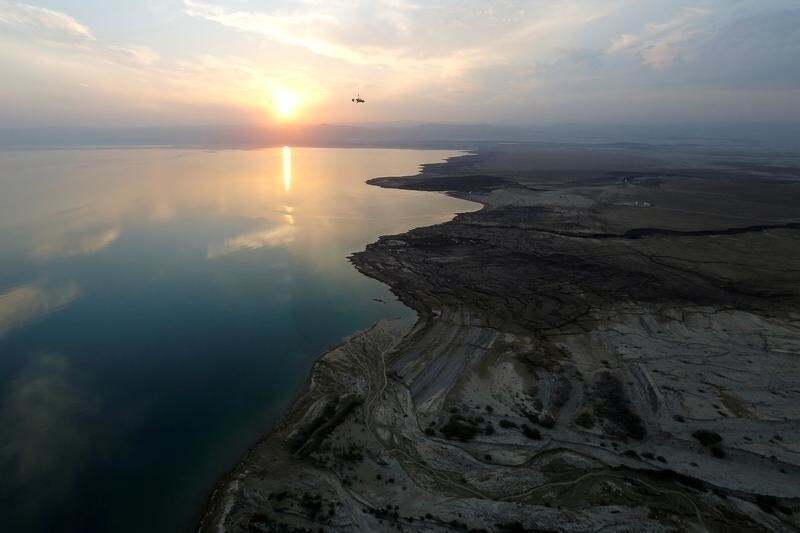The Royal Aero Sports Club of Jordan planes known as gyrocopters fly to provide tourists and visitors with a bird's eye view of the Dead Sea, Jordan, November 13, 2018. Picture taken November 13, 2018. REUTERS/Muhammad Hamed - RC1F97D660C0