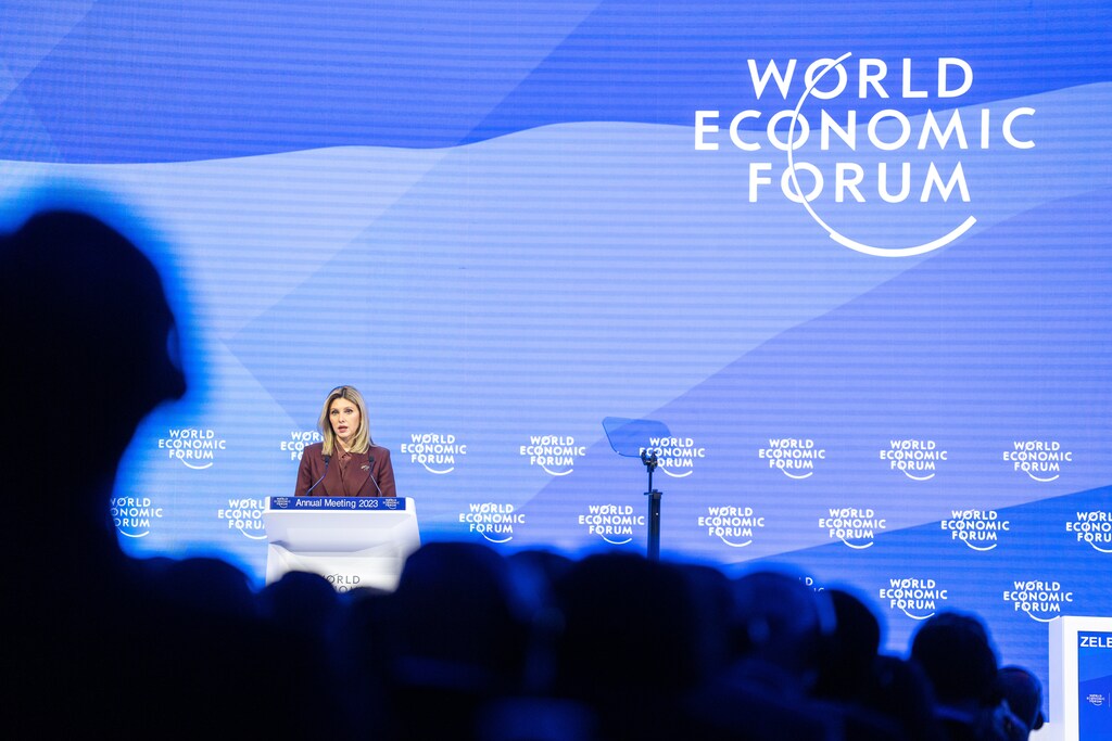 Olena Zelenska, First Lady of Ukraine, Office of the President of Ukraine, speaking at Davos 2023