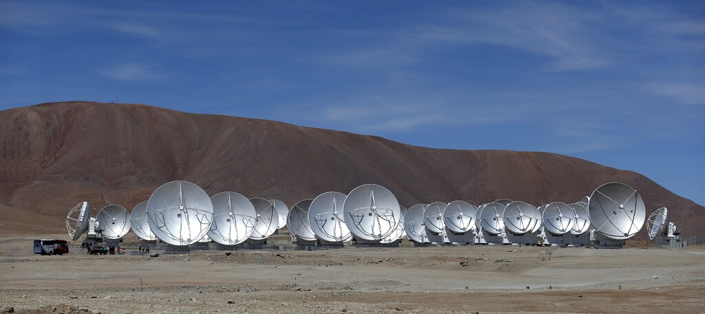Parabolic antennas of the ALMA (Atacama Large Millimetre/Submillimetre Array) project are seen at the El Llano de Chajnantor in the Atacama desert, some 1730 km (1074 miles) north of Santiago and 5000 metres above sea level, March 12, 2013. ALMA will be inaugurated on Wednesday and is being constructed by the ESO (European Organisation for Astronomical Research in the Southern Hemisphere) with its partners NAOJ (National Astronomical Observatory of Japan) and NRAO (National Radio Astronomy Observatory). ALMA will have 66 high precision antennas which will work together as a single giant telescope to study the universe, molecular gas, dust of stars, galaxies and planetary systems, ESO said. REUTERS/Ivan Alvarado (CHILE - Tags: SCIENCE TECHNOLOGY ENVIRONMENT) - GM1E93D0B7901