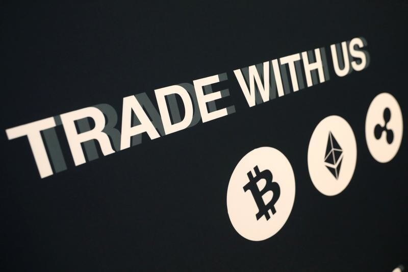 A message on a vendor's booth is seen on display at the Consensus 2018 blockchain technology conference in New York City, New York, U.S., May 16, 2018.