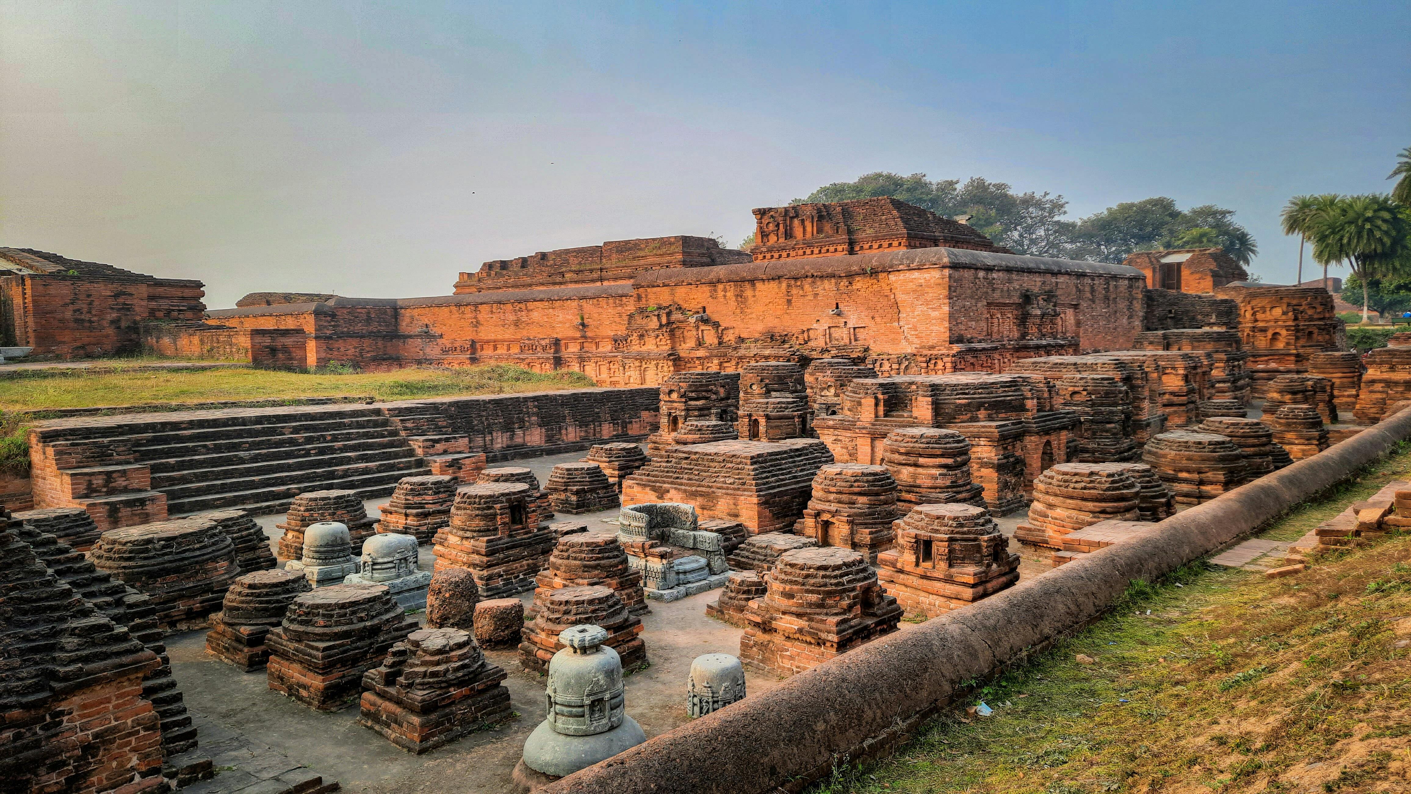 The Nalanda Ruins in Bihar state, India, one of the world's first great residential universities and a major Buddhist centre for learning, which flourished between the 5th and 12th centuries CE.
