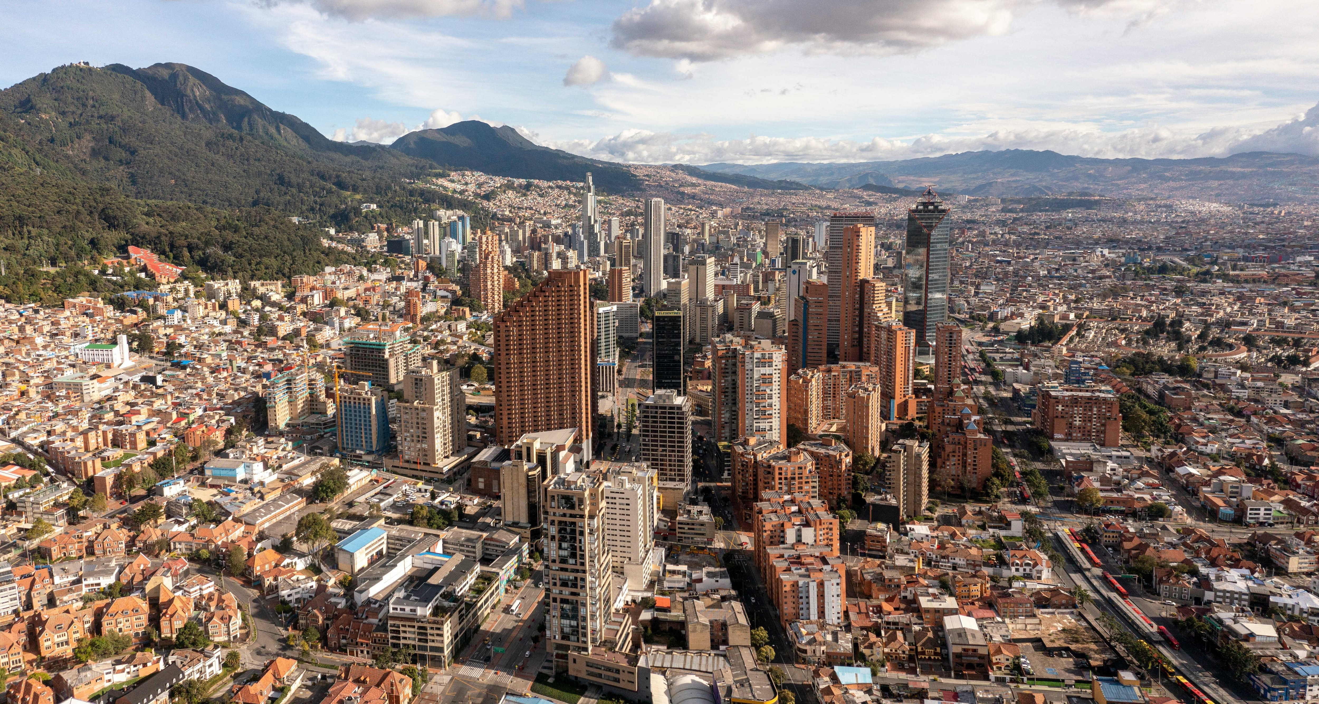 Panoramic view of Colombian capital Bogotá, which transformed quality of life by investing in public space.