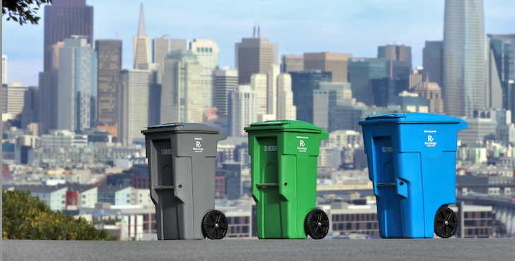 San Francisco, US; three-bin recycling scheme; public services