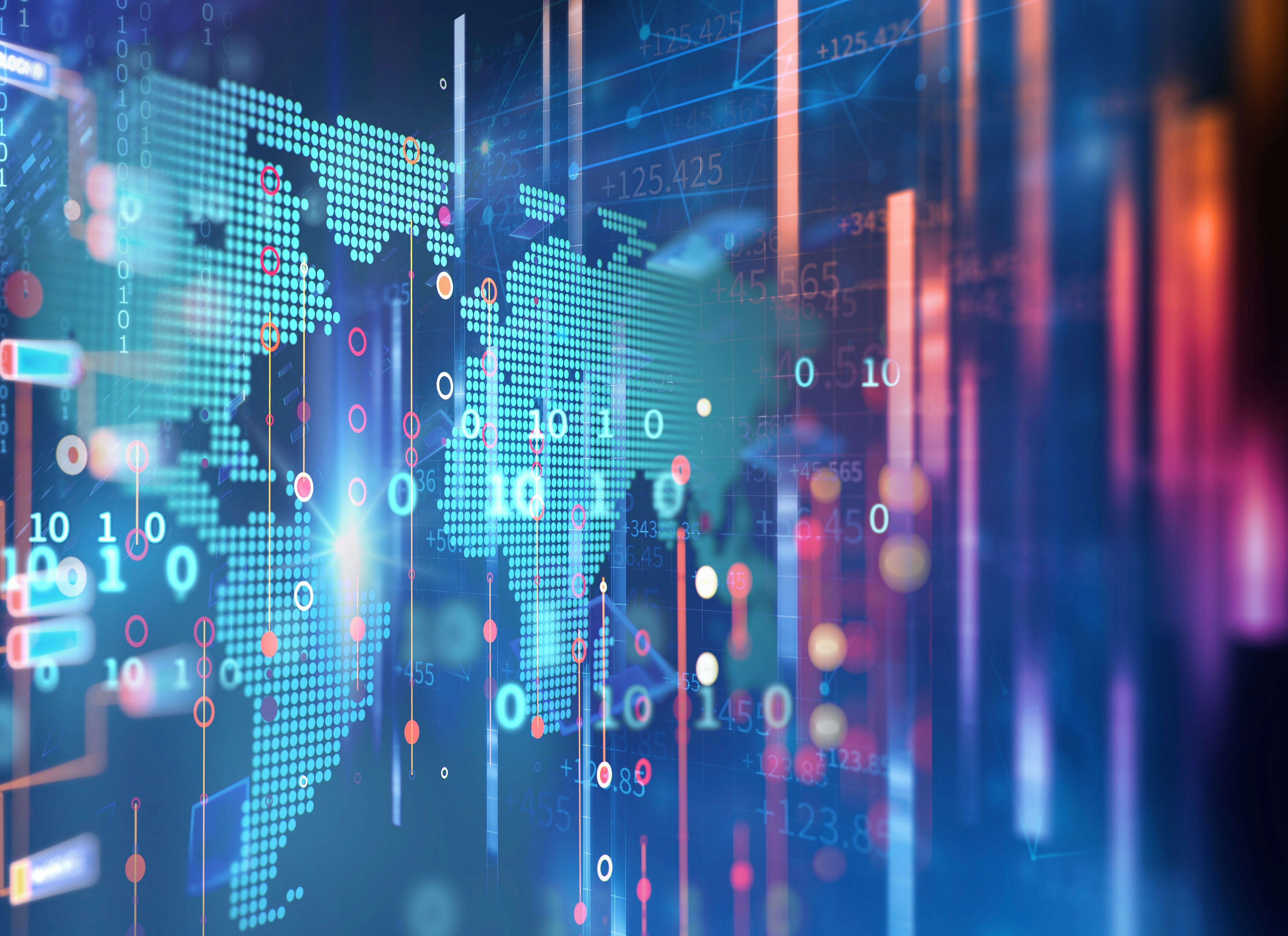 Datasets over a world map: Data of over 1,000 real life examples shows that lasting progress within industrial transformation comes from a convergence of technologies