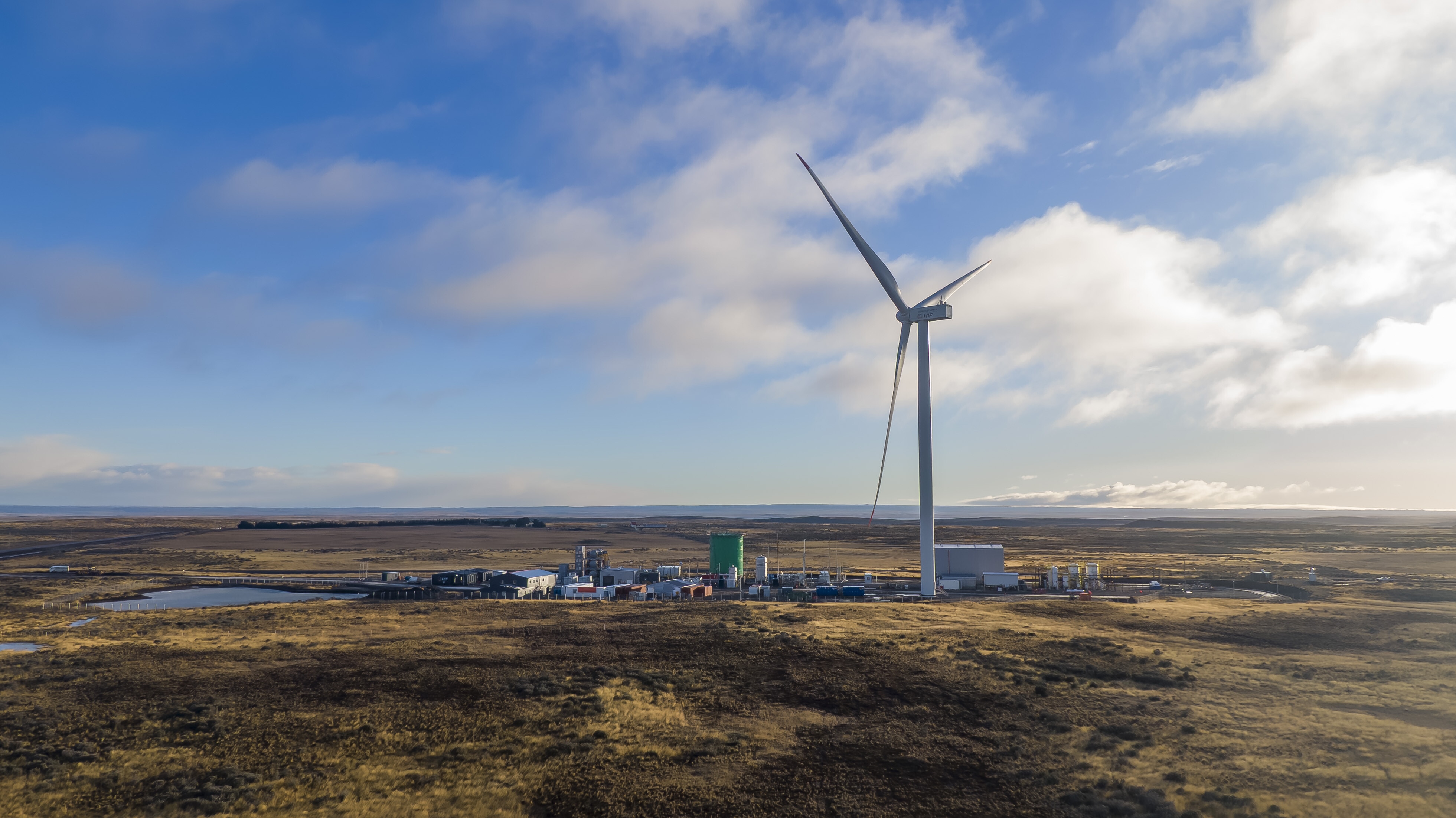 A wind turbine; e-fuels